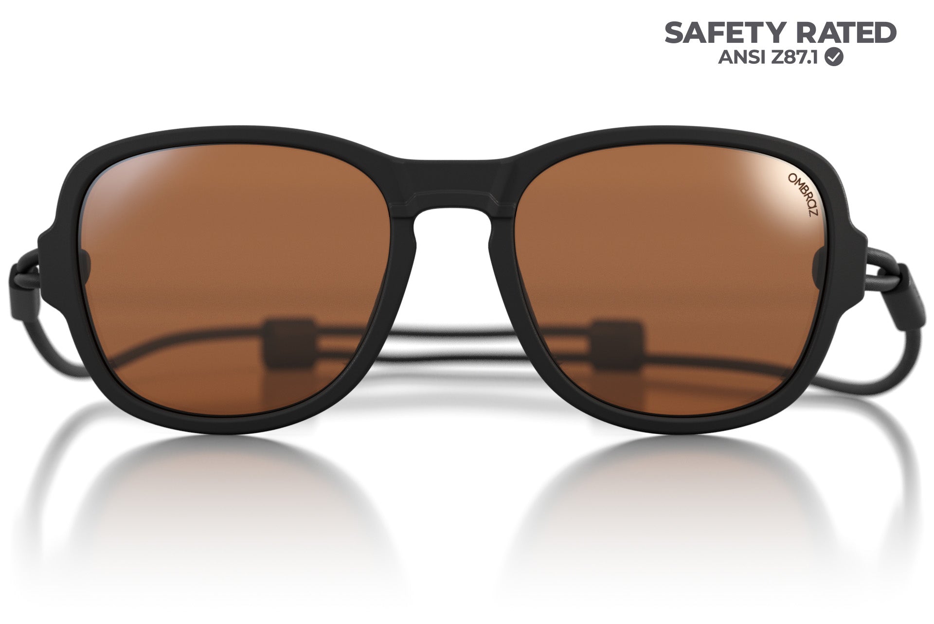 teton_charcoal_brown Close up of Ombraz teton armless string sunglasses