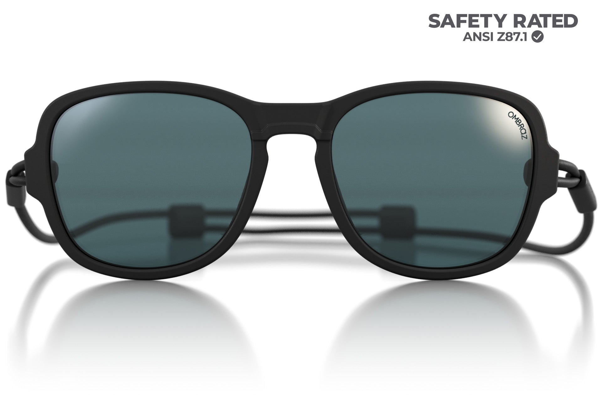 teton_charcoal_grey Close up of Ombraz teton armless strap sunglasses