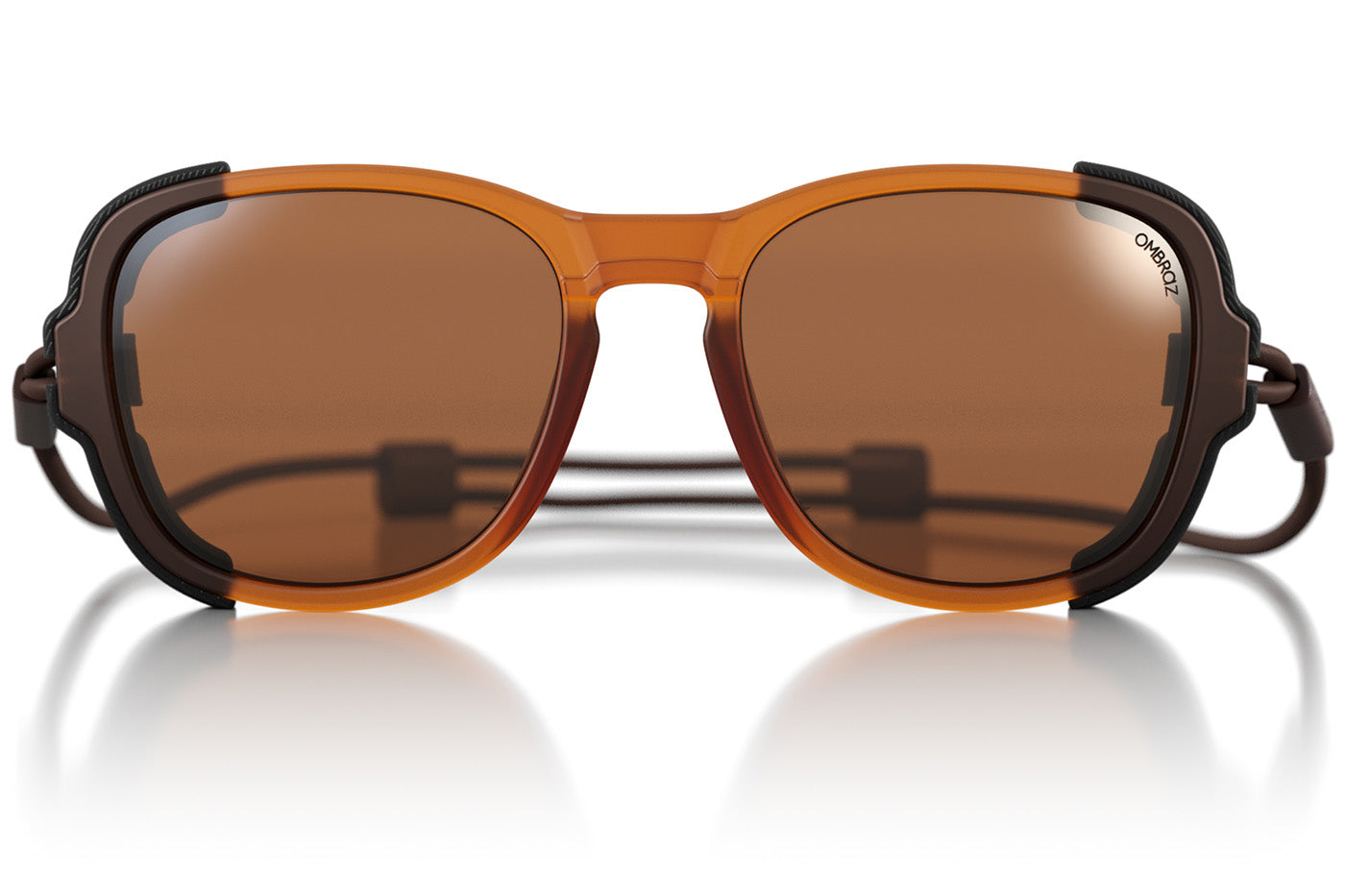 teton_honey_brown_shields Ombraz unisex honey brown Teton armless string sunglasses