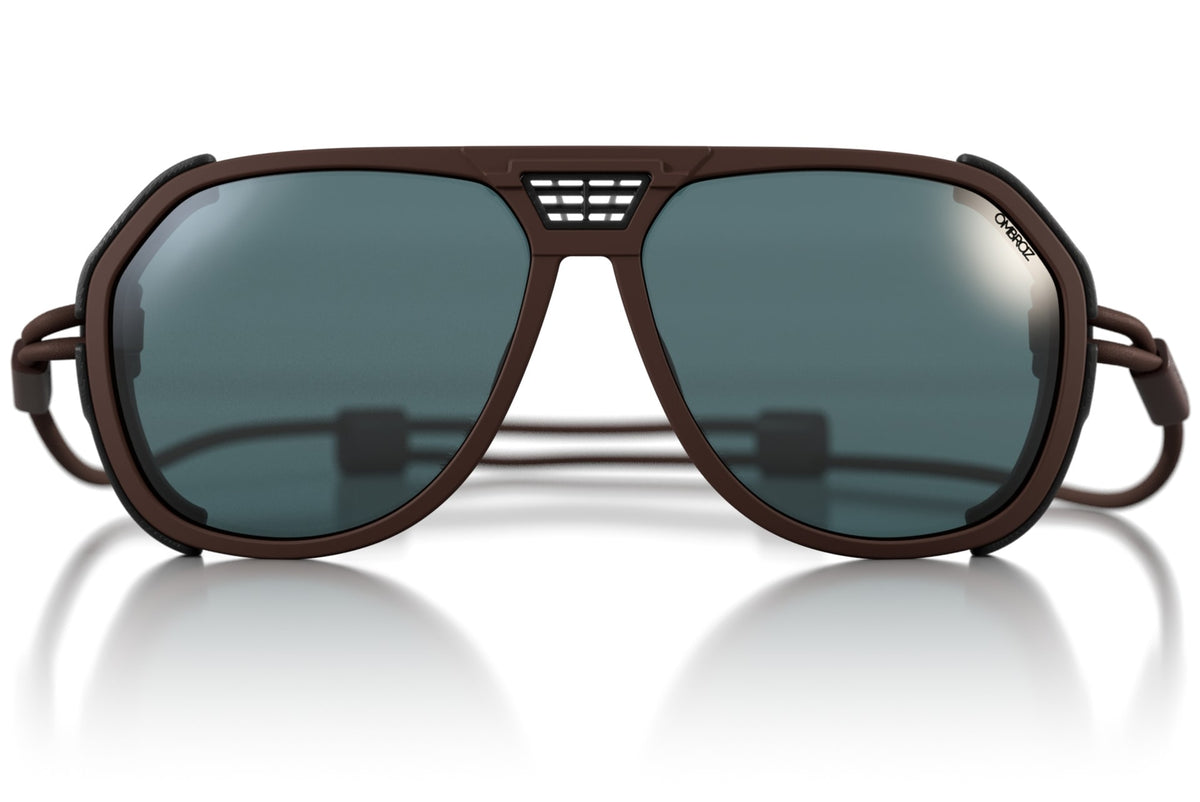 classic_mattebrown_grey_shields Ombraz unisex matte brown classic armless rope sunglasses with visors