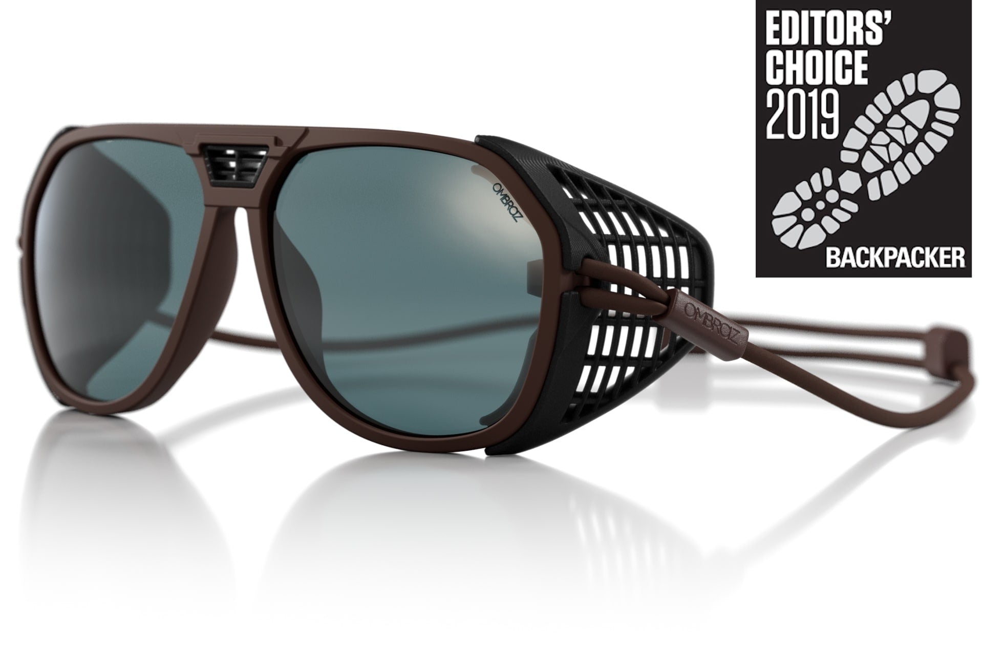 classic_mattebrown_grey_shields Ombraz unisex matte brown classic armless strap sunglasses with visors