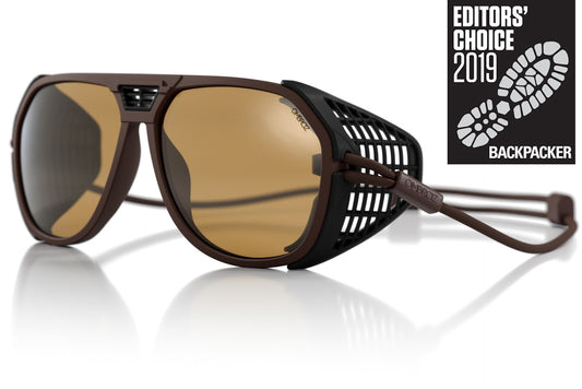 classic_mattebrown_yellow_shields Ombraz unisex matte brown classic armless string sunglasses with visors