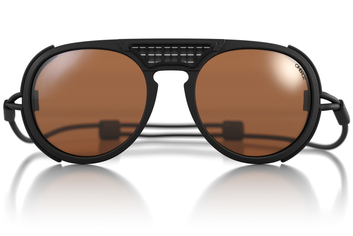 dolomite_charcoal_brown_shields Ombraz unisex charcoal brown Dolomite armless string sunglasses