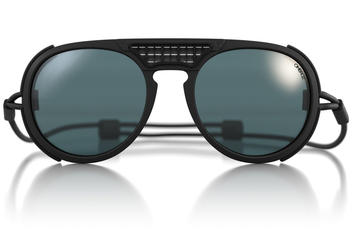 dolomite_charcoal_grey_shields Ombraz unisex charcoal grey Dolomite armless rope sunglasses with visors