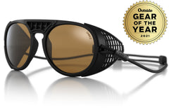 dolomite_charcoal_yellow_shields Ombraz unisex charcoal yellow Dolomite armless strap sunglasses with visors