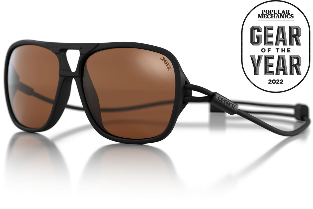 leggero_charcoal_brown_side Side shot of Ombraz leggero charcoal brown unisex armless sunglasses with strap