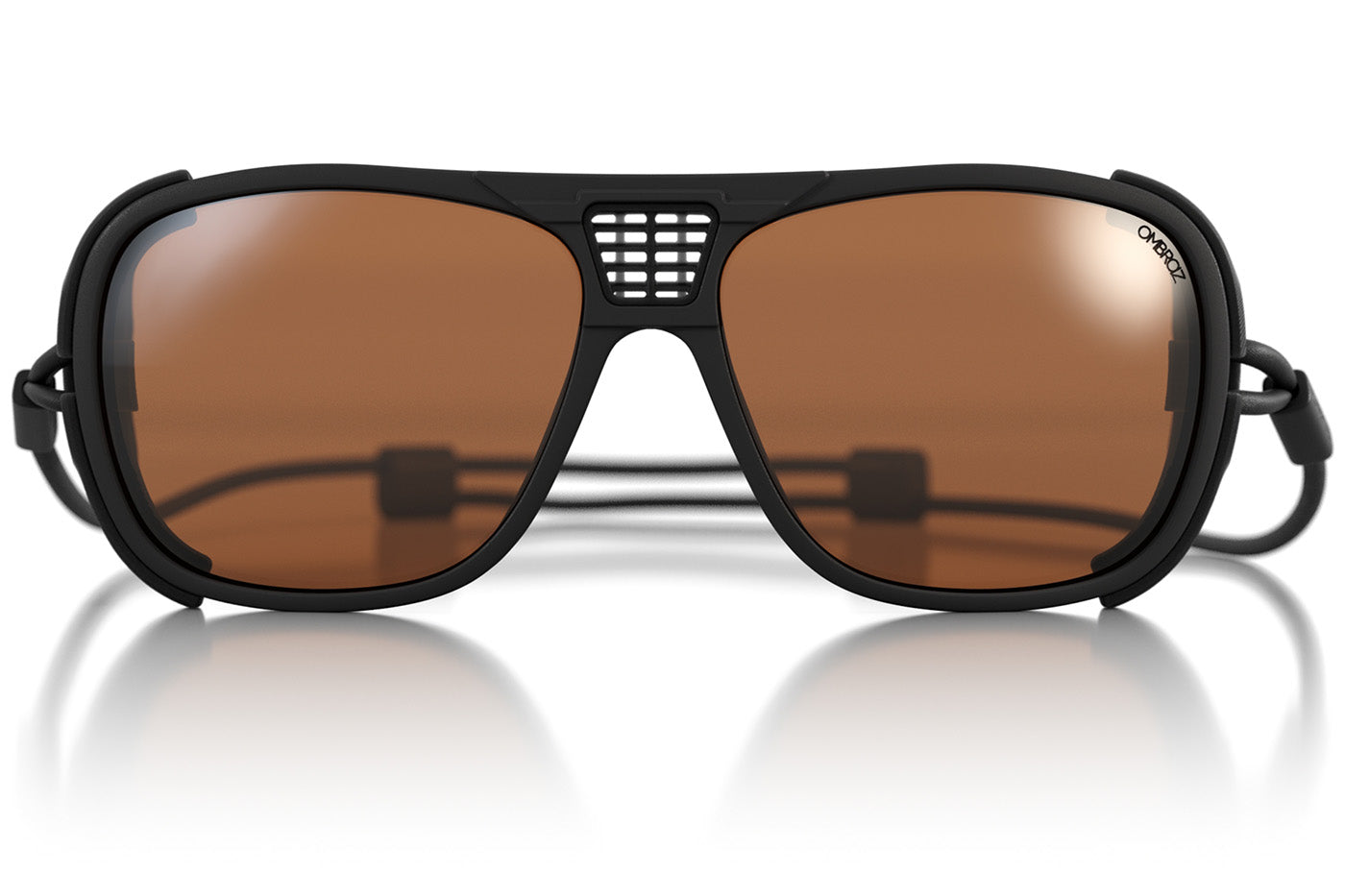 leggero_charcoal_brown_shields Ombraz unisex charcoal brown leggero armless sunglasses with visors