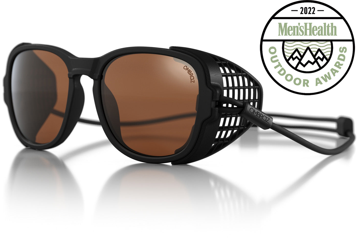 teton_charcoal_brown_shields Ombraz unisex charcoal brown Teton armless string sunglasses