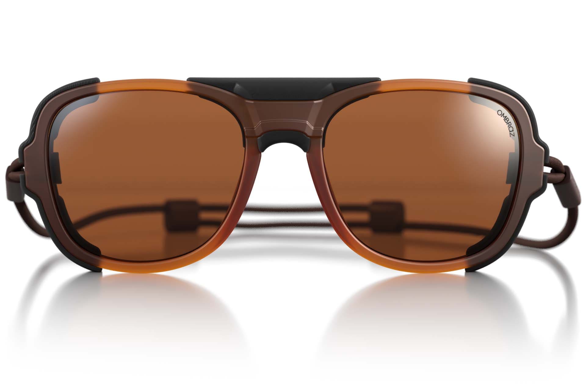 teton_honey_brown_shields Ombraz unisex honey brown Teton armless string sunglasses