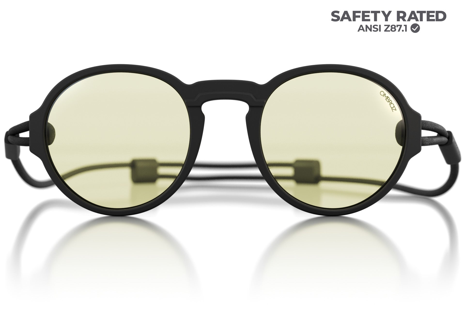 viale_charcoal_blocker Close up of Ombraz viale armless rope sunglasses