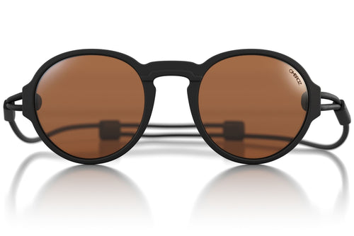viale_charcoal_brown Close up of Ombraz charcoal brown viale sunglasses without arms 