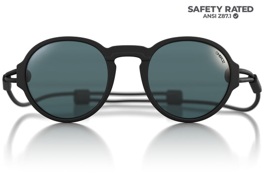 viale_charcoal_grey Close up of Ombraz charcoal grey viale armless rope sunglasses