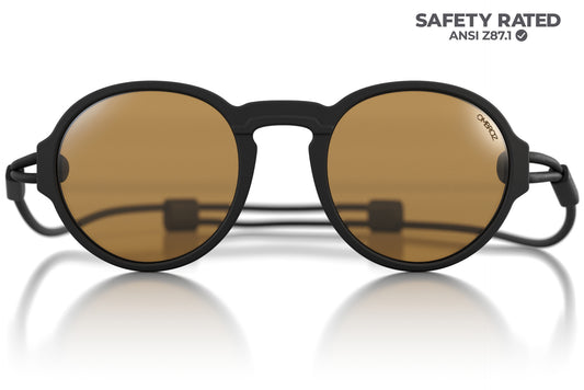 viale_charcoal_yellow Close up of Ombraz viale armless sunglasses with cord