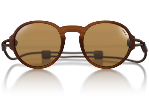 viale_dusk_yellow Close up of Ombraz viale armless sunglasses with strap