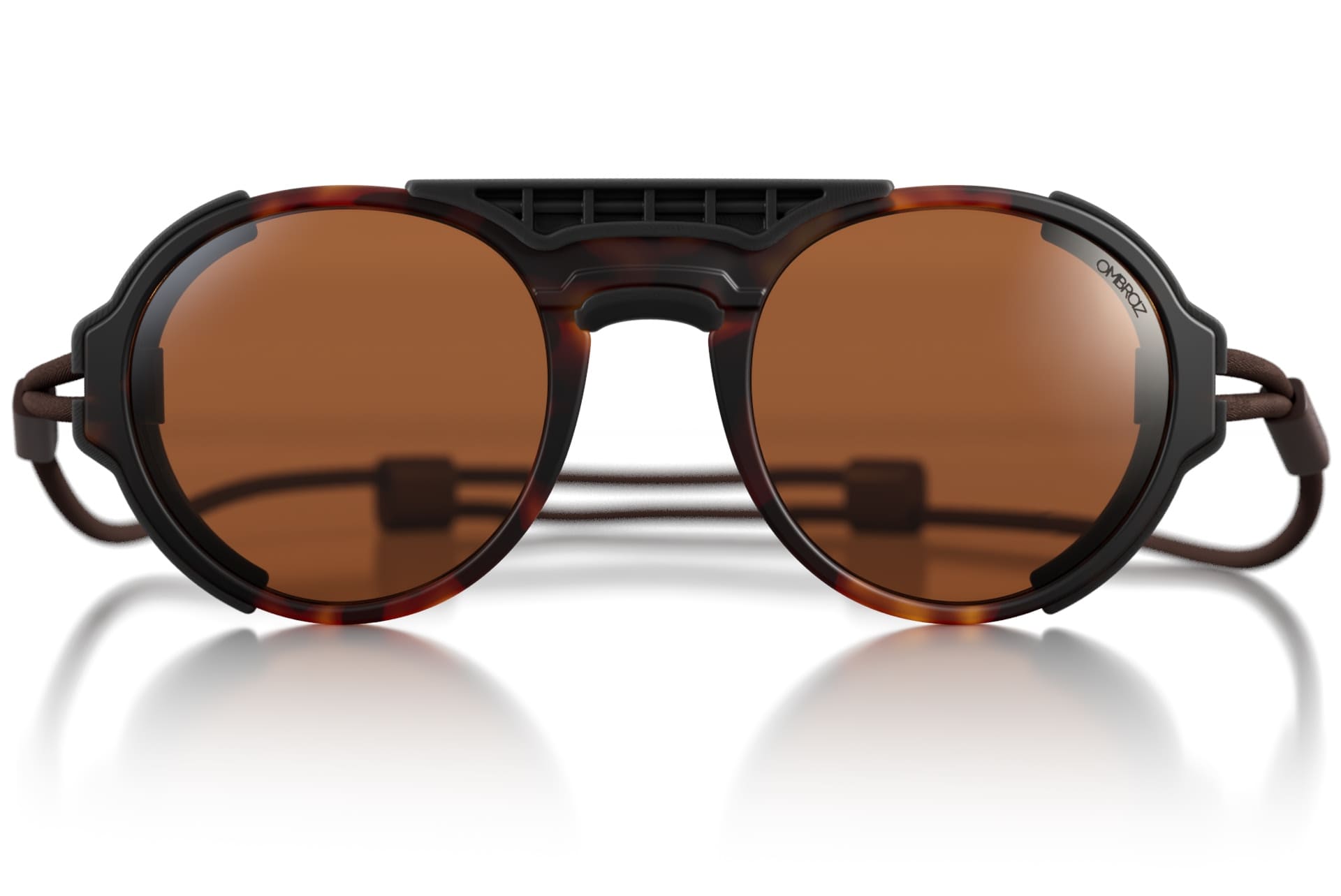 viale_tortoise_brown_shields Ombraz unisex tortoise brown Viale armless strap sunglasses with visors