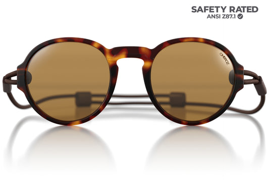 viale_tortoise_yellow Close up of Ombraz armless string sunglasses