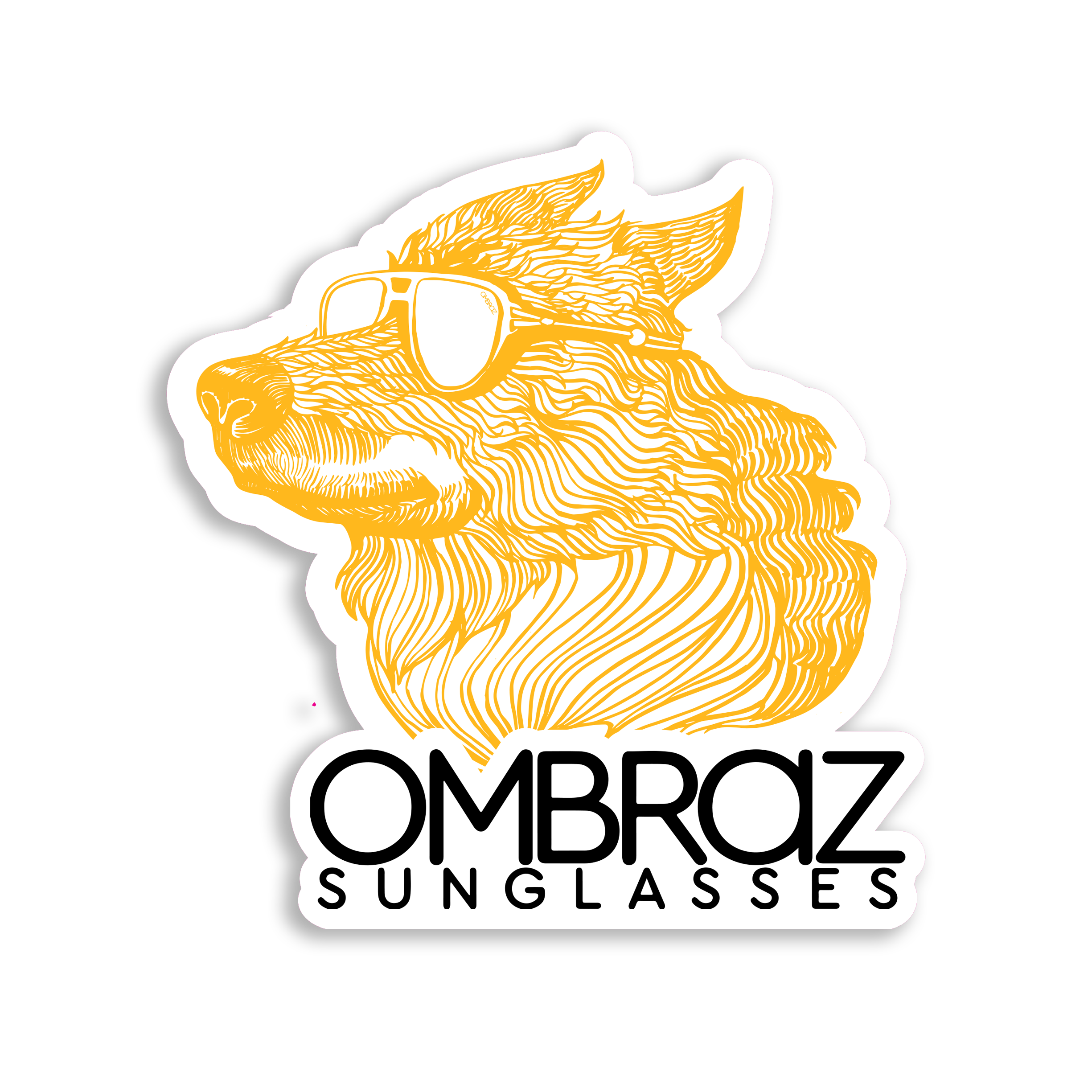 Ombraz armless string sunglasses - Orange Wolfy Boi Sticker