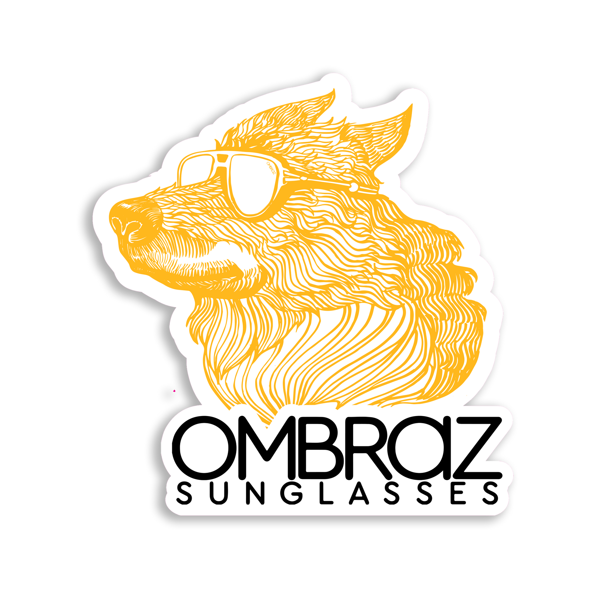 Ombraz armless string sunglasses - Orange Wolfy Boi Sticker