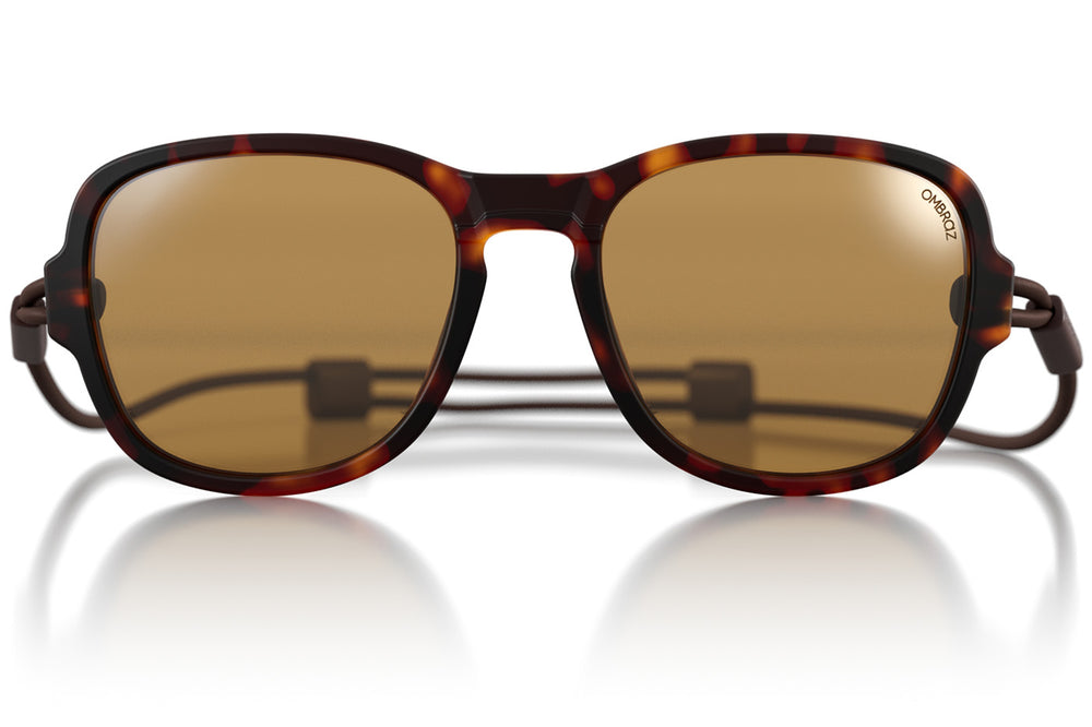 teton_tortoise_yellow Close up of Ombraz teton armless sunglasses with strap