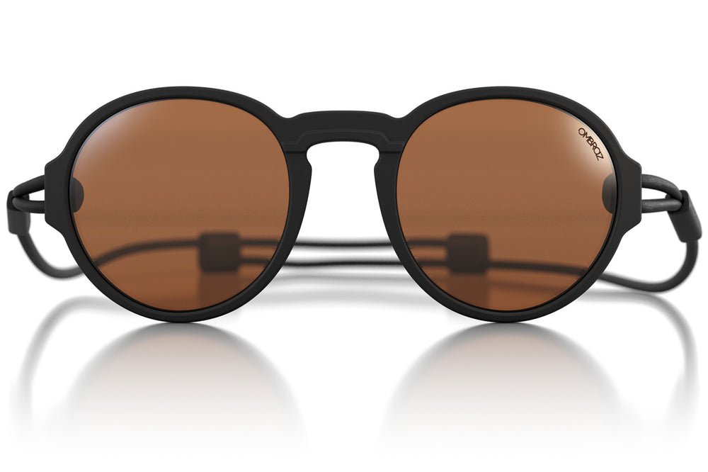 viale_charcoal_brown Close up of Ombraz charcoal brown viale sunglasses without arms 
